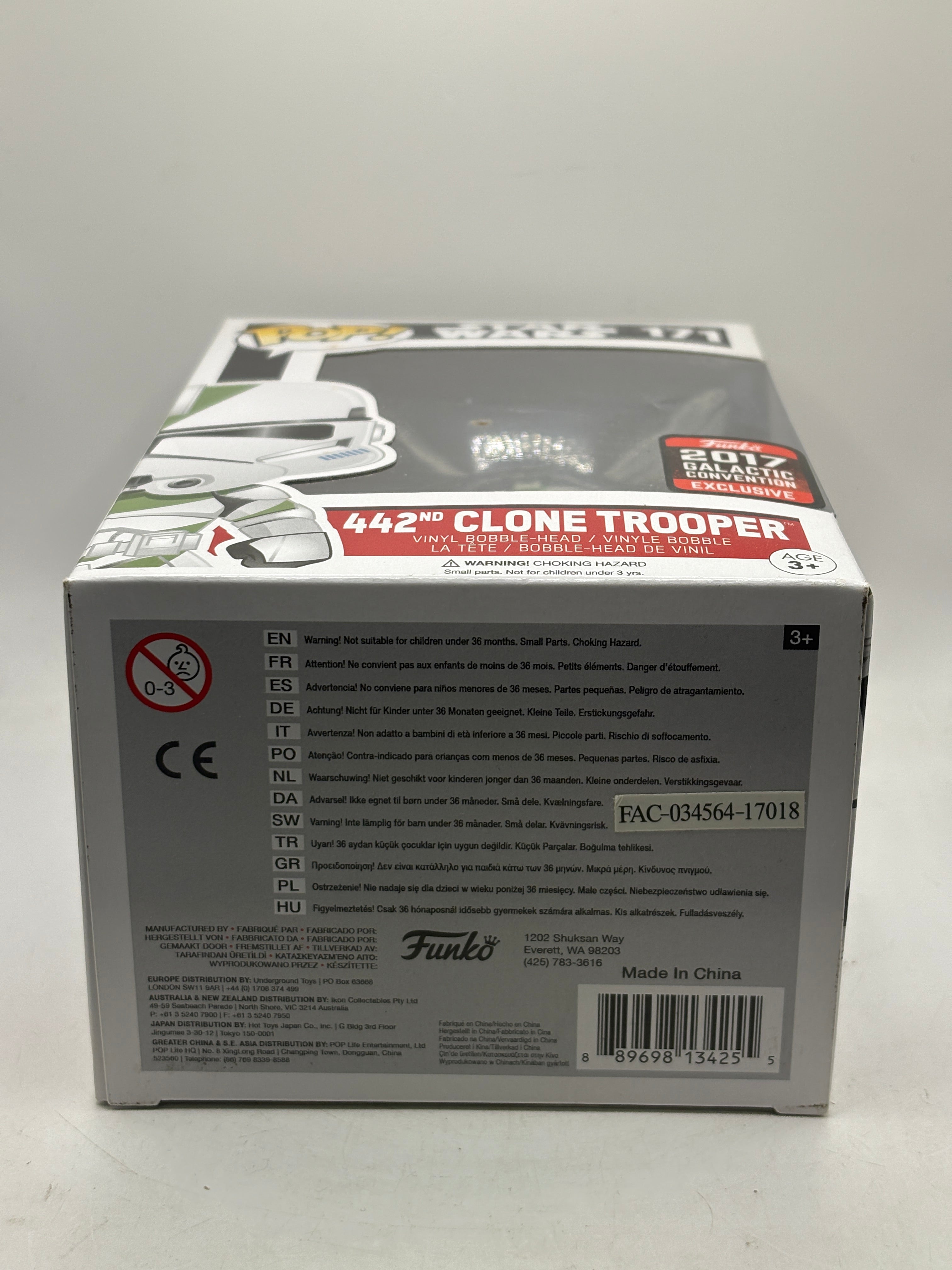 Funko POP! Star Wars #171 442nd Clone Trooper 2017 Galactic Convention Exclusive FRENLY BRICKS - Open 7 Days